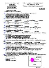 Đề kiểm tra học kỳ I môn Sinh học Lớp 10 - Mã đề 415 - Năm học 2018-2019 - Sở giáo dục và đào tạo tỉnh Quảng Nam